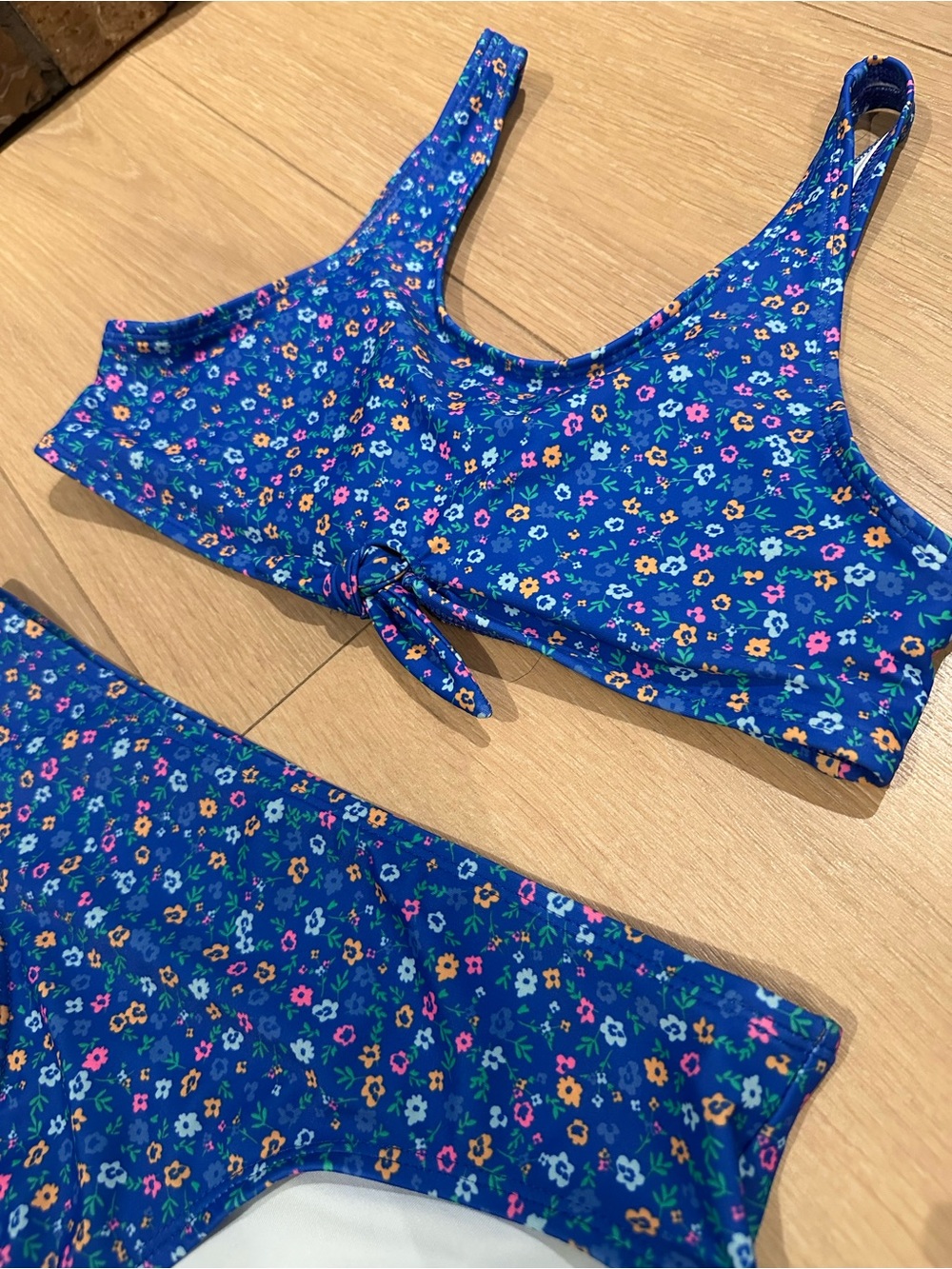 Girls Blue Floral Two-Piece Swim Set